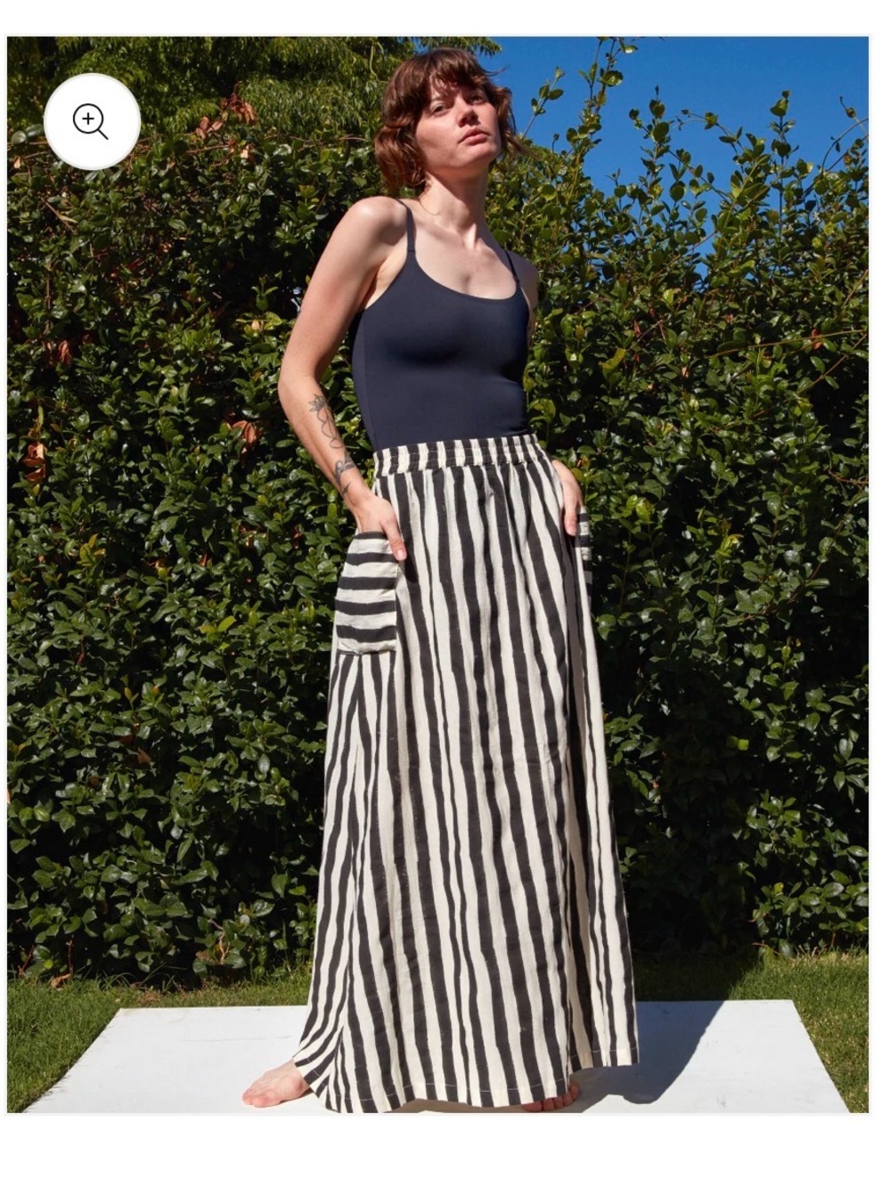 Tilda Skirt Black and White Striped Maxi Skirt with Pockets NWT